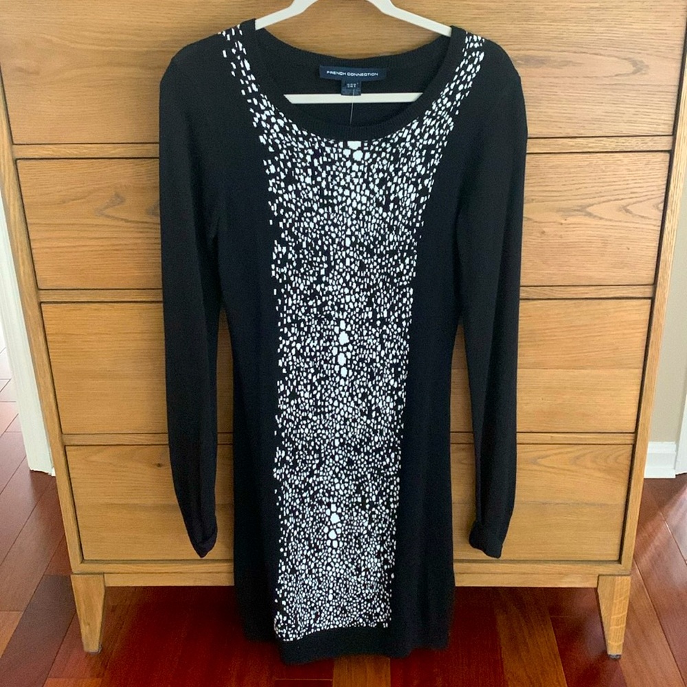 NWT French Connection Black Long Sleeve Sweater Dress